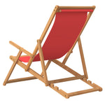 ZNTS Folding Beach Chair Solid Wood Teak Red 317700
