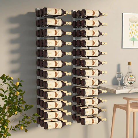 ZNTS Wall Mounted Wine Rack for 36 Bottles 2 pcs White Iron 340889