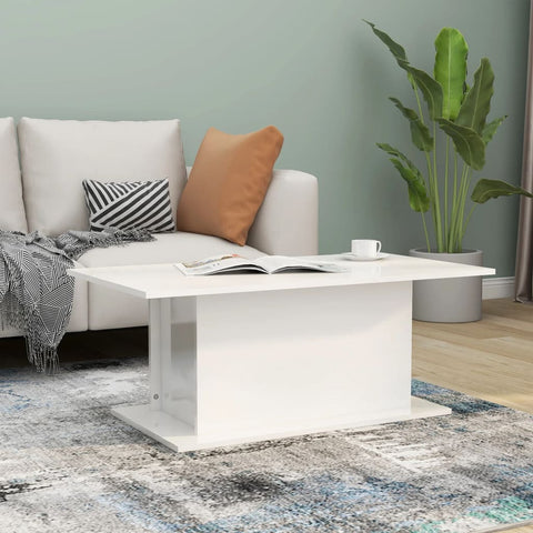 ZNTS Coffee Table High Gloss White 102x55.5x40 cm Engineered Wood 810313