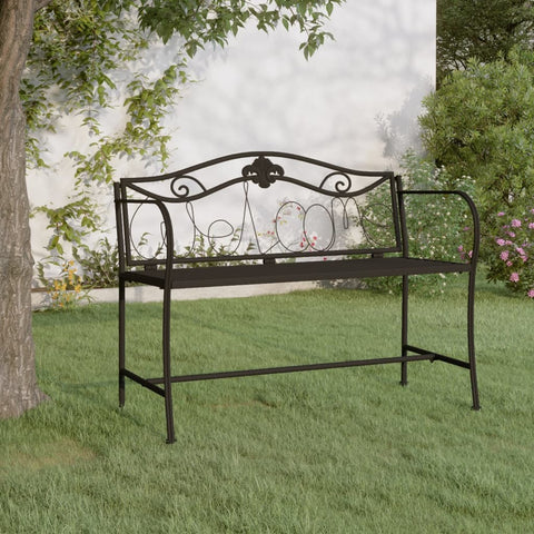 ZNTS 2-Seater Garden Bench 104 cm Black Steel 318831