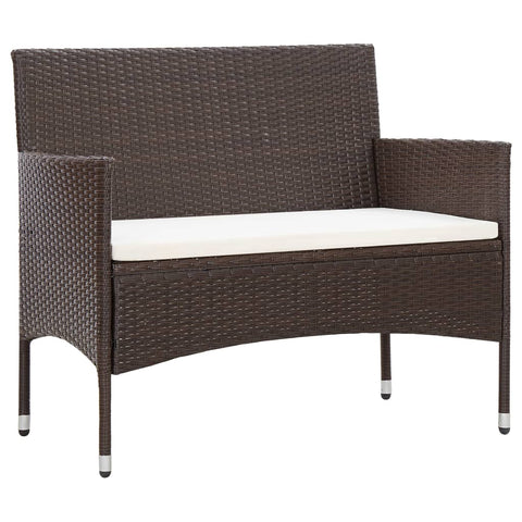 ZNTS Garden Bench with Cushion Poly Rattan Brown 318497