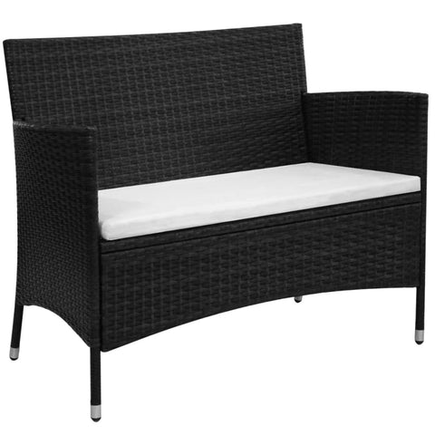 ZNTS Garden Bench with Cushion Poly Rattan Black 318498