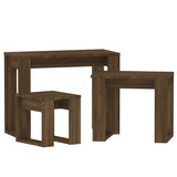 ZNTS Nesting Tables 3 pcs Brown Oak Engineered Wood 815224