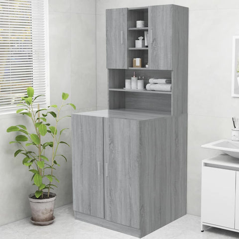 ZNTS Washing Machine Cabinet Grey Sonoma 70.5x25.5x90 cm 815946