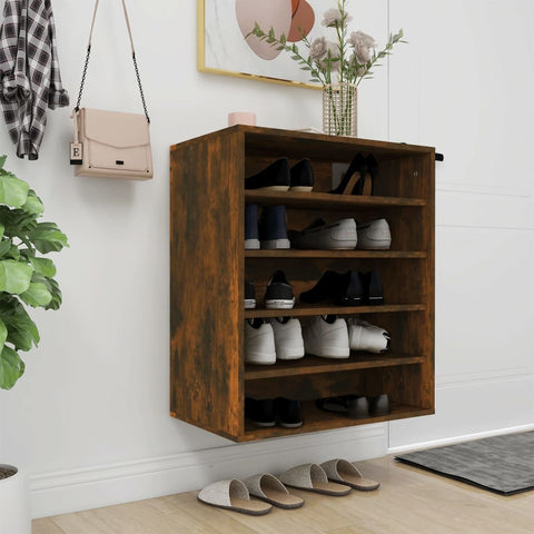 ZNTS Shoe Cabinet Smoked Oak 60x35x70 cm Engineered Wood 816014