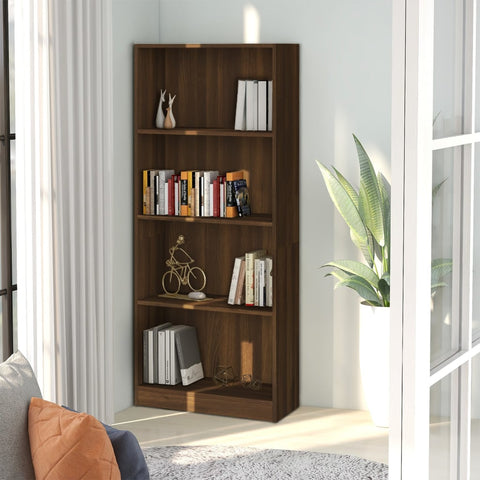 ZNTS 4-Tier Book Cabinet Brown Oak 60x24x142 cm Engineered Wood 815431