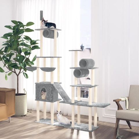 ZNTS Cat Tree with Sisal Scratching Posts Light Grey 279 cm 171616