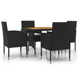 ZNTS 5 Piece Outdoor Dining Set Poly Rattan Black 3120090