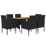 ZNTS 7 Piece Outdoor Dining Set Poly Rattan Black 3120101