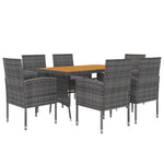 ZNTS 7 Piece Outdoor Dining Set Poly Rattan Grey 3120105