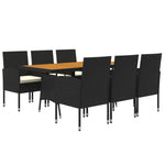 ZNTS 7 Piece Outdoor Dining Set Poly Rattan Black 3120108