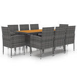 ZNTS 9 Piece Outdoor Dining Set Poly Rattan Grey 3120115