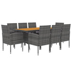 ZNTS 9 Piece Outdoor Dining Set Poly Rattan Grey 3120115