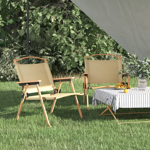 ZNTS Camping Chairs 2 pcs Beige 54x43x59cm Oxford Fabric 319481