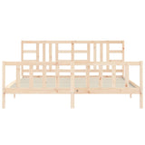 ZNTS Bed Frame with Headboard 200x200 cm Solid Wood 3191991