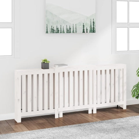 ZNTS Radiator Cover White 210x21x85 cm Solid Wood Pine 822587