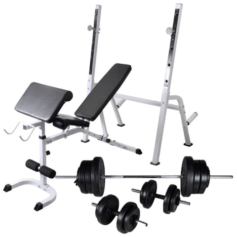 ZNTS Workout Bench with Weight Rack, Barbell and Dumbbell Set 60.5kg 275362