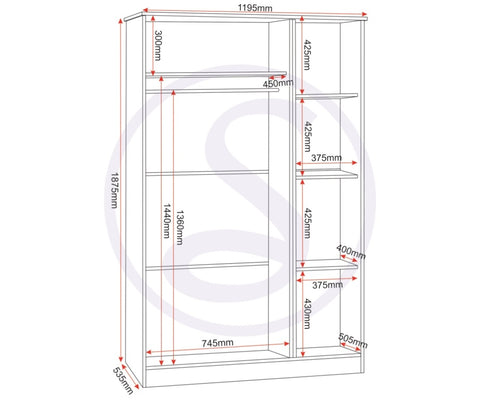 ZNTS Portland 3 Door Wardrobe 100-101-203