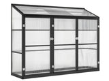 Polycarbonate Greenhouse with 3 Hinged Doors, Top Vent, Lean-to Green House, Walk-in Greenhouse, 6 x T3398P549954