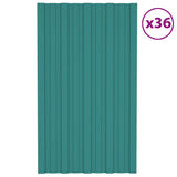 Roof Panels 36 pcs Galvanised Steel Green 80x45 cm 317200