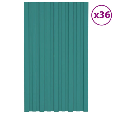 Roof Panels 36 pcs Galvanised Steel Green 80x45 cm 317200