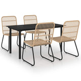 5 Piece Outdoor Dining Set Poly Rattan and Glass 3060239