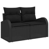Garden Sofa with Cushion Black 124 x 62 x 69cm Poly Rattan 42006751