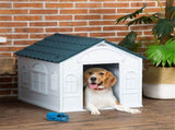 Blue All-Weather Plastic Dog House Easy Setup Puppy Shelter for Medium and Small Dogs 86665119
