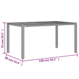 Garden Table with Acacia Wood Top Black 150x90x75 cm Poly Rattan 365535