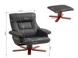Faux Microfibre Leather Manual Recliner and Footstool Set - Black T3398P341021
