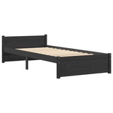 Bed Frame without Mattress Black Solid Wood 75x190 cm Small Single 815008