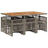 11 Piece Garden Dining Set with Cushions Grey Poly Rattan 3210794