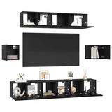 TV Cabinet Set 7 pcs Black Oak Engineered Wood 3393409