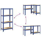 4-Layer Storage Shelves 2 pcs Blue Steel&Engineered Wood 4016935