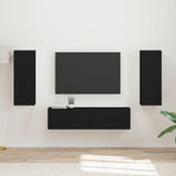 TV Cabinet Set 2 pcs Black Engineered Wood 3408971