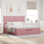 ZNTS Ottoman Bed with Mattresses Pink 180x200cm Velvet 3313420