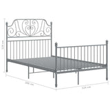 Grey Bed Frame Powder-coated metal Double Durable Bed Frame 324849