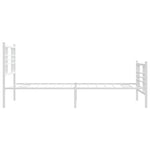 Metal Bed Frame without Mattress with Footboard White 100x190cm 376385