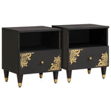 Bedside Cabinet 2 pcs Black 40 x 33 x 46 cm Solid Mango Wood 4018815