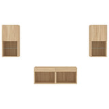 4 Piece TV Wall Cabinets with LED Lights Sonoma Oak 3216571