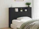 Storage Headboard with LED Black Engineered Wood 3418648