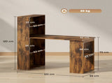 120cm Computer Desk, Wooden PC Laptop Table with 6-Tier Storage Bookshelves, Home Office Working T3398P378017