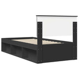 Bed Frame with Headboard Black 90 x 190 cm Engineered wood 3407923