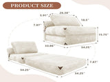 3 in 1 Convertible Corduroy Floor Sofa Bed, Oversized Fold Out Chaise Lounge with High Density T5592P539604