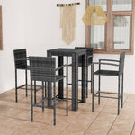 5 Piece Outdoor Bar Set with Armrest Poly Rattan Grey 3064809
