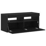 TV Cabinet with LED Black Oak 90 x 35 x 40 cm Engineered Wood 862554