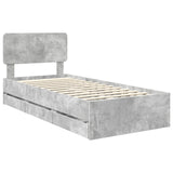 Bed Frame with Drawer Concrete Grey 75 x 190 cm Engineered Wood 3412237