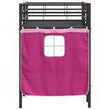 Kids'Loft Bed Frame with Curtains Black and Pink 75 x 190 cm 42020801