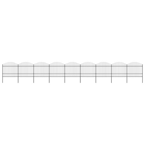 ZNTS Garden Fence with Spear Top Steel x15.3 m Black 277747