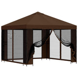Garden Gazebo with Sidewalls 3 x 3 m Brown Polyester and Steel 900372